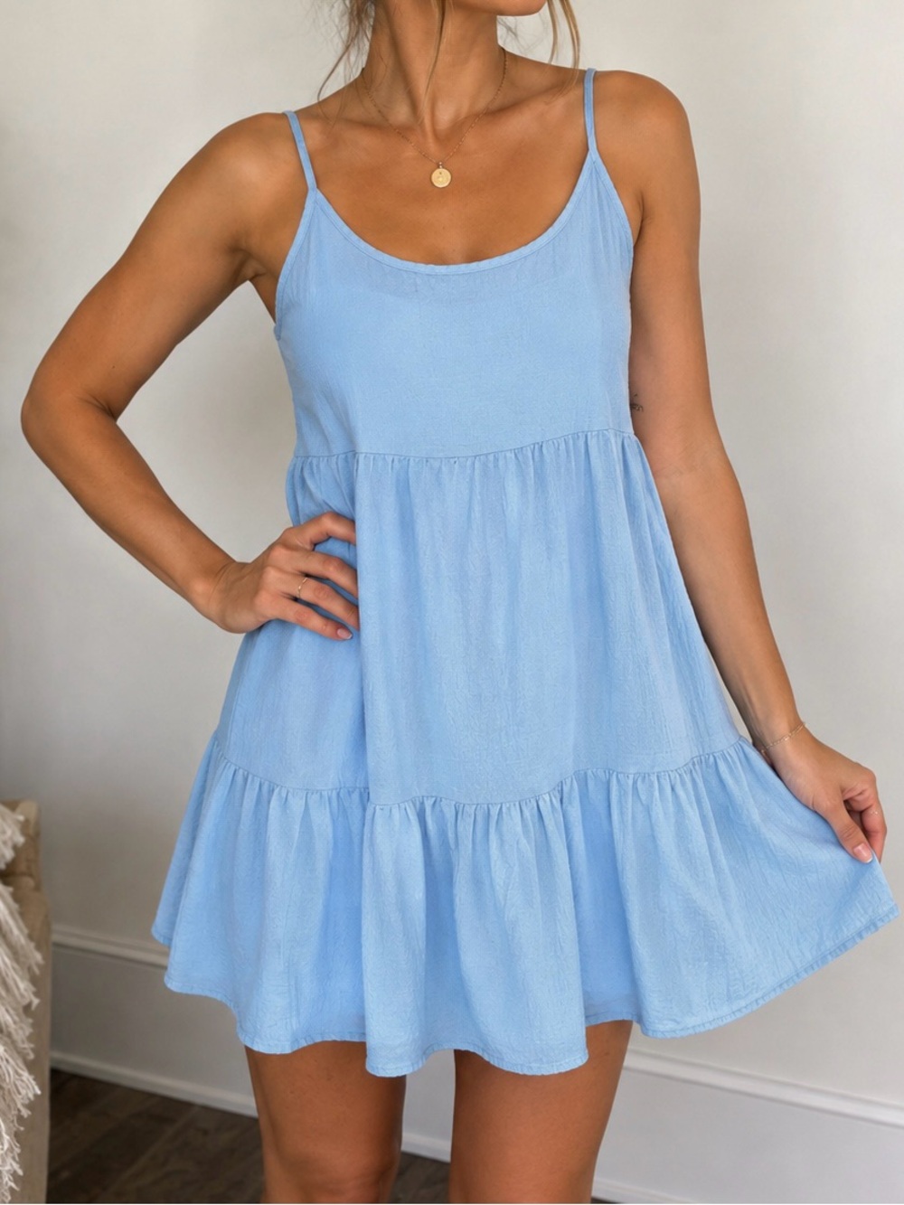 Cute Light Blue flowy Mini Dress